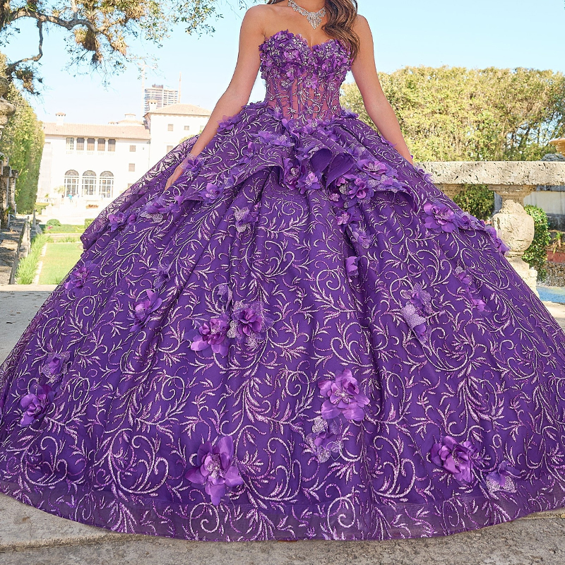 Purple Shiny Quinceanera Dresses Ball Gown Off The Shoulder Sequin Applique Flower Beads With Cape Tull Party Birthday Sweet 16 Vestidos 15 De Anos