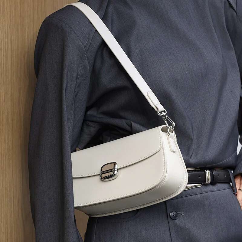 Burminsa 3 Layers Genuine Leather Underarm Shoulder Bags For Women 2025 Designer Crossbody Purses Saddle Ladies Handbags