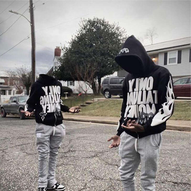 Y2K Flame Letter Printing Street Casual Trend Cardigan Coat Men's and Women's Loose Hoodie gift for man