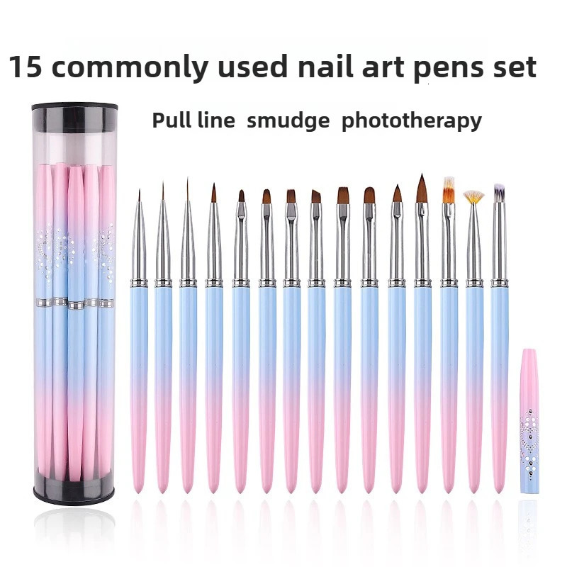 1/15PCS Nail Art Brushes Nail Polish Gel Painting Pen Liner French Stripes Brush Nail Accessories Uv Gel Brushes Manicure Tool 250304
