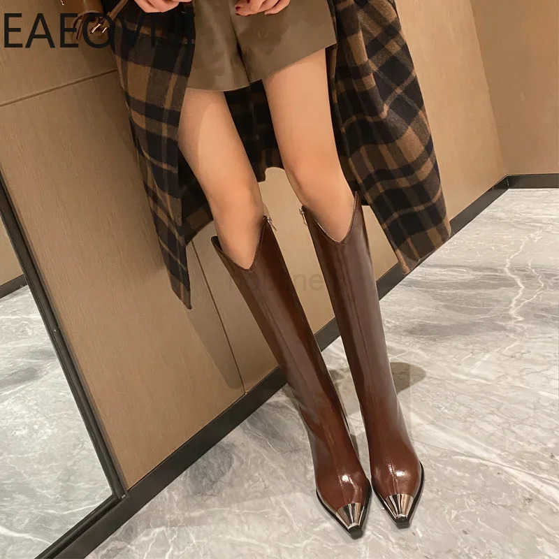 Designer Winter Wan High Boots Fion Pointed Toe Long Boots Shoes Ladies Elegant Square Heel Wens Knight Bootties Z250304