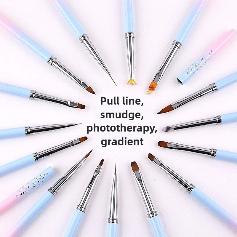 1/15PCS Nail Art Brushes Nail Polish Gel Painting Pen Liner French Stripes Brush Nail Accessories Uv Gel Brushes Manicure Tool 250304