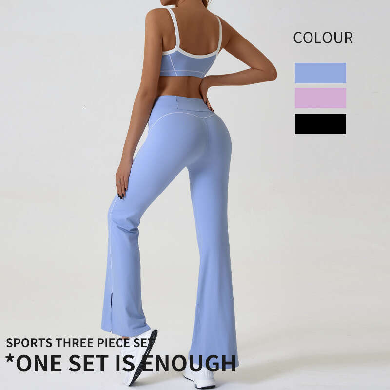 New European and American nude tight outdoor sports suit with thin shoulder contrasti colors, gerie straps, yoga clothes, 2025 new casual fashion tren