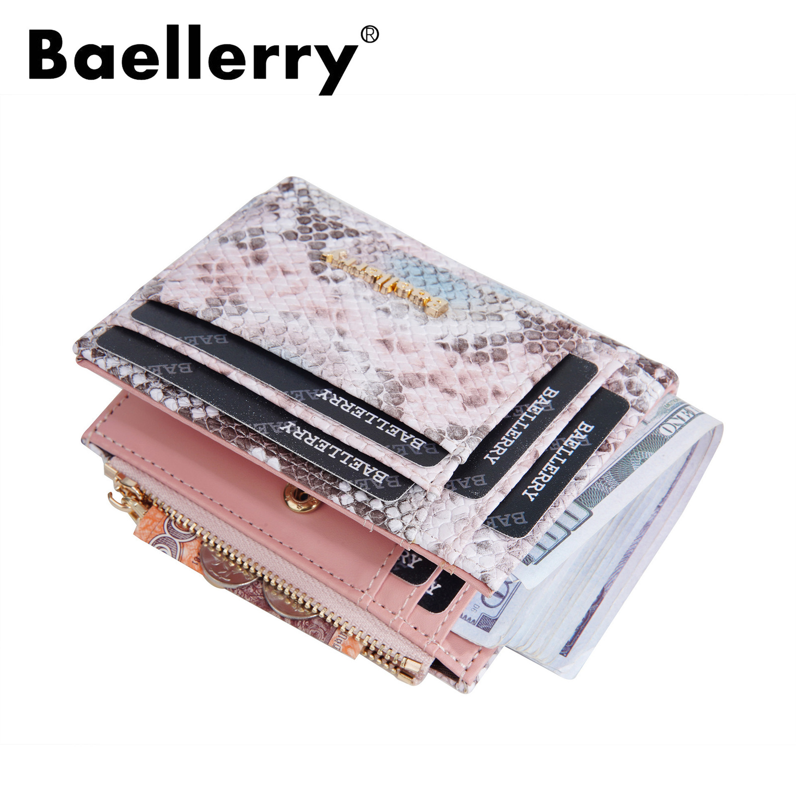 Baellerry Wallet Womens Fashion Serpentine Short Style Multi Card Zipper Premium Zero Wallet 250304