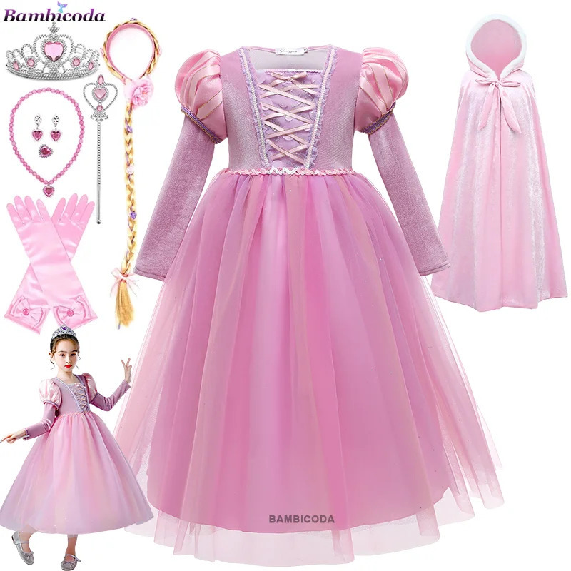 Girl Costume Rapunzel Princess Party Dresses for Girls Tangled Cosplay Dress Children Ball Gowns 310Yrs Kids dresses 250303
