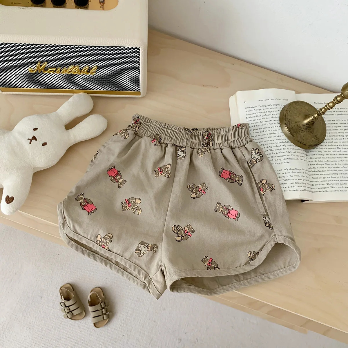 Summer Thin Comfortable Cartoon Shorts Children Boys Casual Short Pants Girl Cute Bear Print Boutique Short Trousers 250304