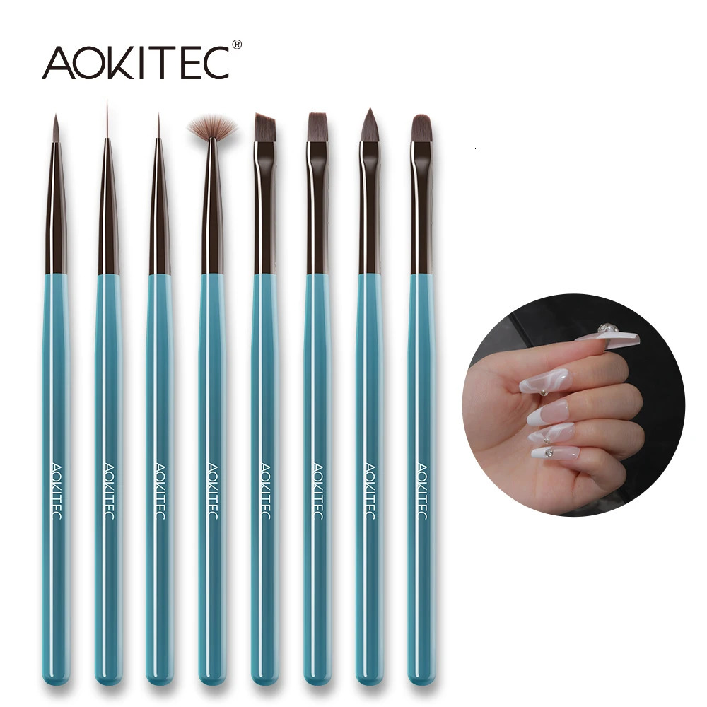 Aokitec Nail Brushes Set Art Painting Drawing Carving Dotting Pen Acrylic Gel UV Polish Manicure Tools 250304