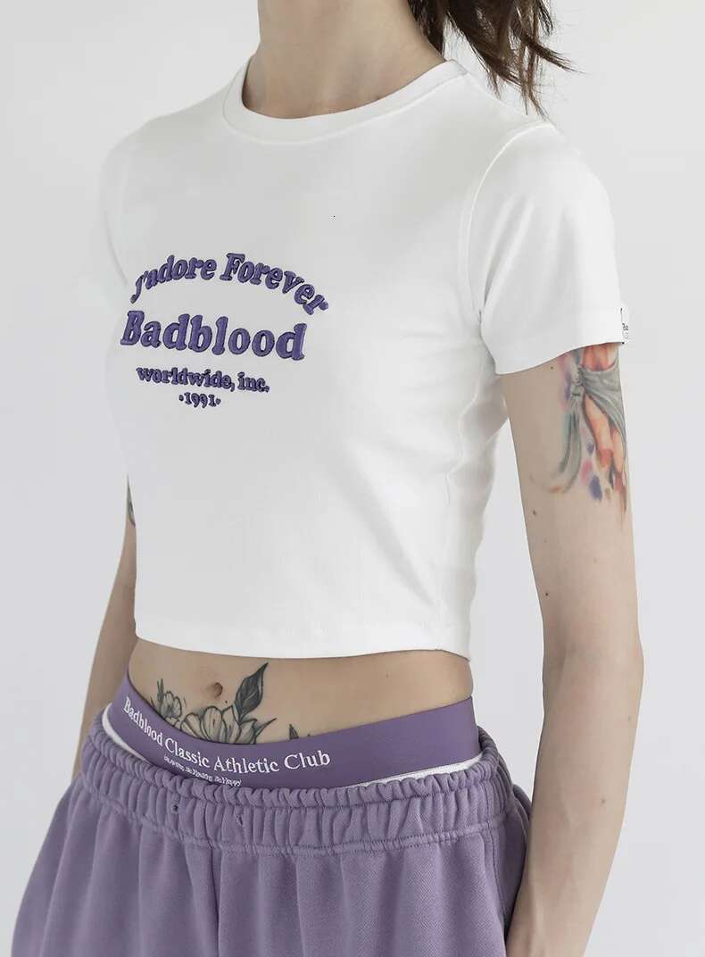 Badblood American Short Sleeved Top Design Sense Pure Cotton T-Shirt 2024 New Summer Collection