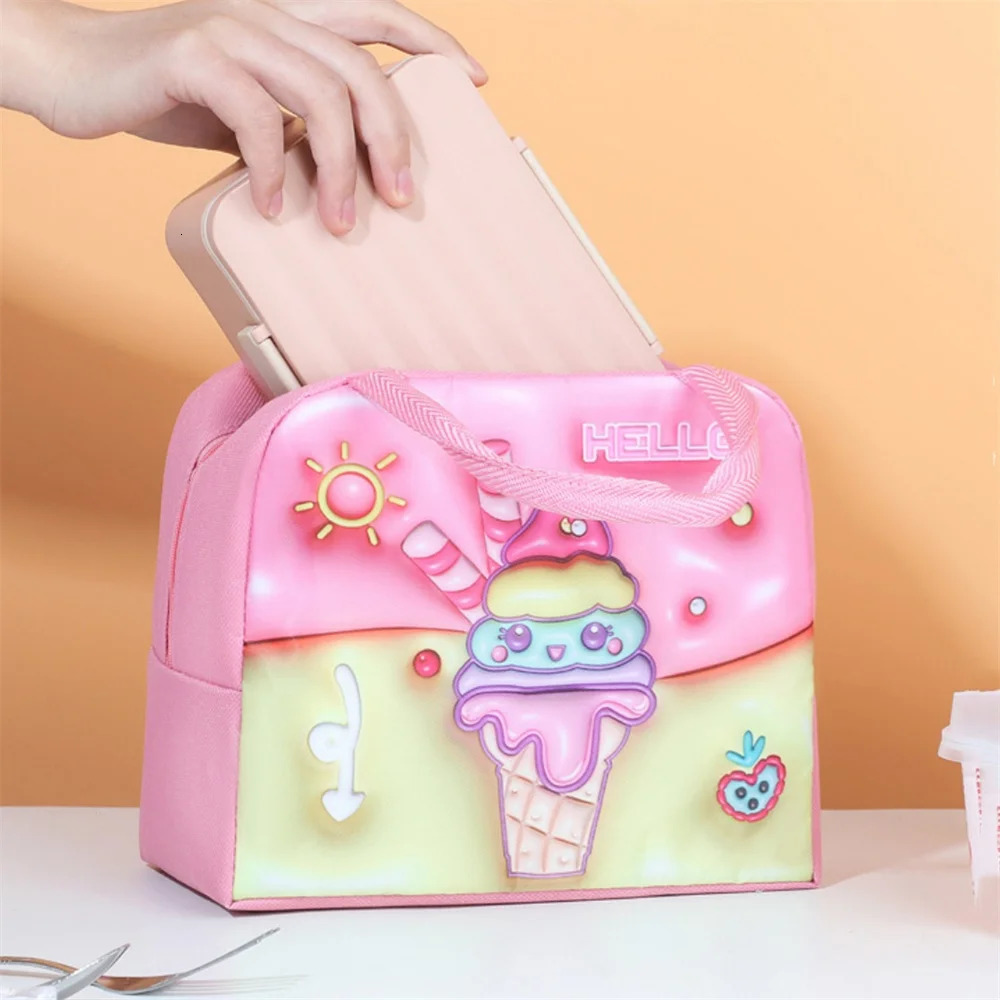 Lunch Bag for School Portable Thermal Bag Cartoon Insulated Lunch Bag Cooler Bento Pouch Dinner Picnic Handbags 250228