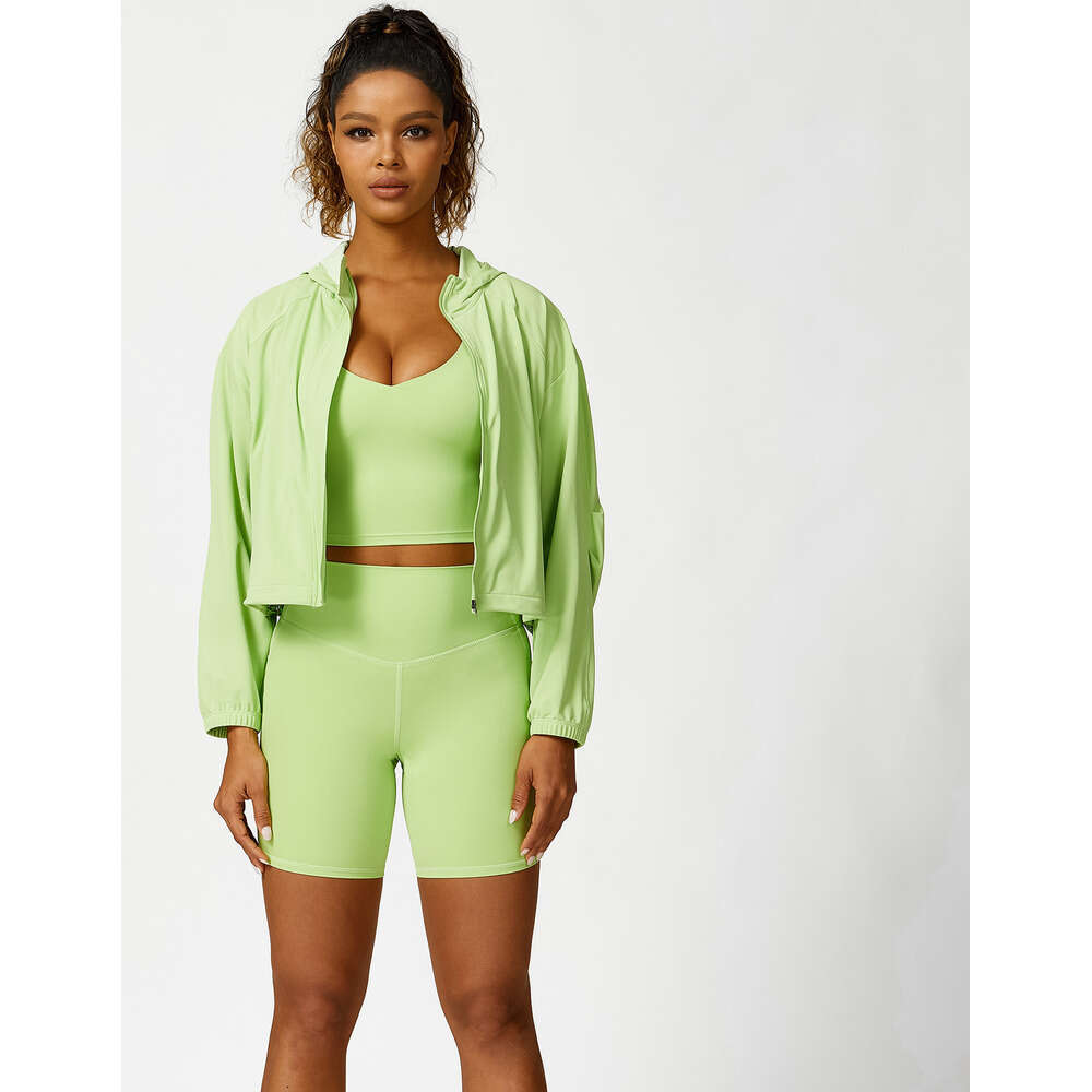 European and American quick drying sun protection casual jacket yoga suit outdoor running cycg sports zipper sweater five piece set 2025 temperament v