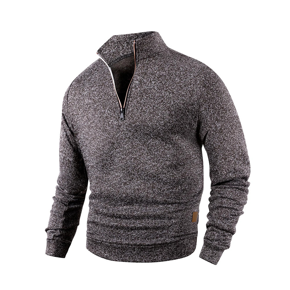 Autumn Mens Long Sleeve Pullover Solid Color Half Zipper Sweaters Vneck Male Casual Daily Warm Sweatshirts Coats 250304