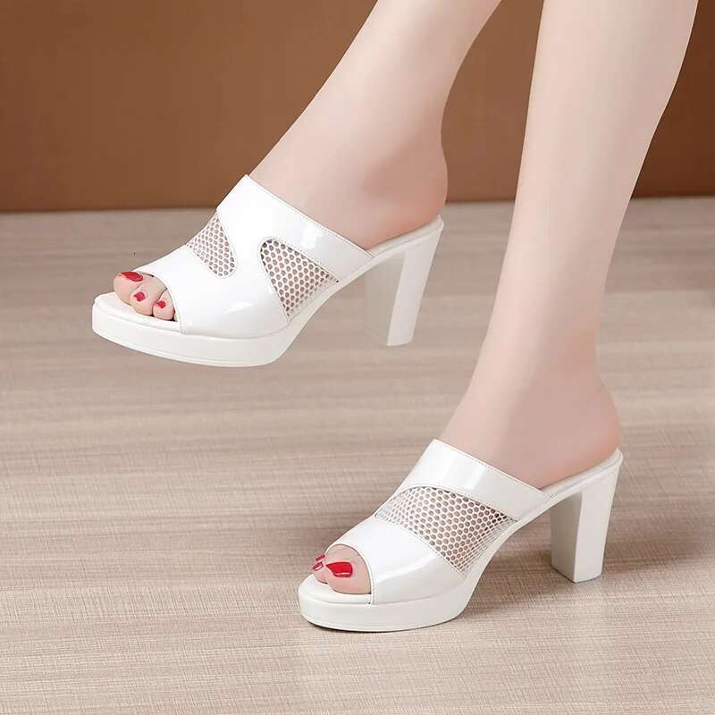 for quality sandals women 8cm high heel new 2025 summer size 32 33 42 43 platform open toe elegant fashion shoe white red