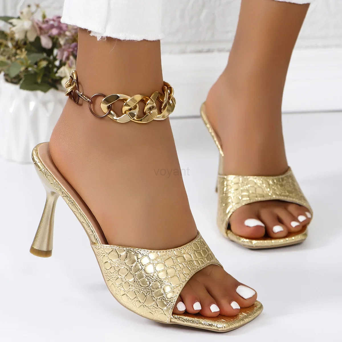 Wen Sandals New Summer Rhine Wan Designer Shoes Sexy High H Shoes Wen Gold Sier Wen Slippers Heeled Sandals Z250304