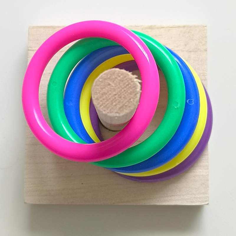 Bird Training Ring Toy Happy Beak Parrot Throwing Toys Hoop Ring Toss Wooden Trick Toy for Bird