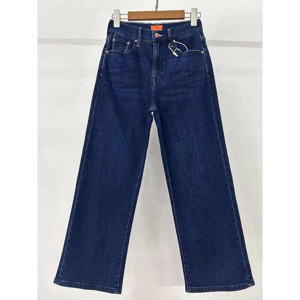 Quality 2025 Spring High Waist Retro Straight Deep Blue Split Jeans For Women