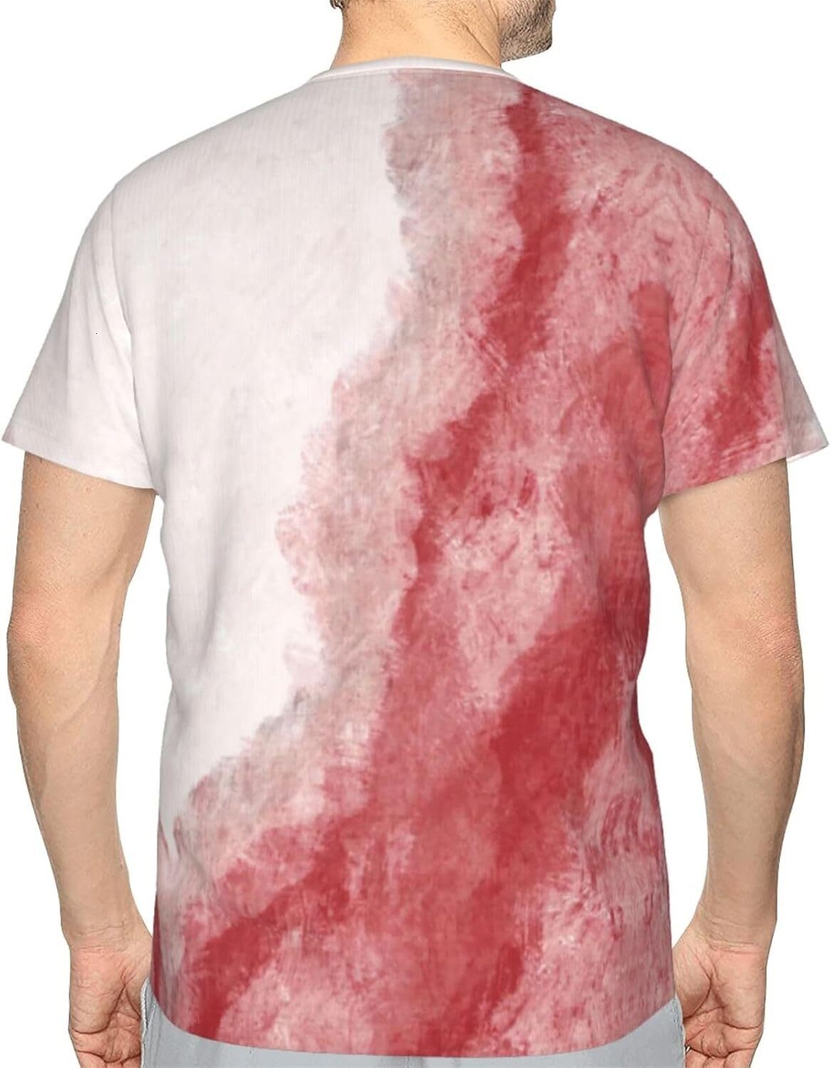 Mens T shirt Gradient Red Trendy 3D Graphic Tee - Abstract Pink White Print Soft Comfort Casual Summer Crew Neck T-Shirt Tops tee Casual tops summer c
