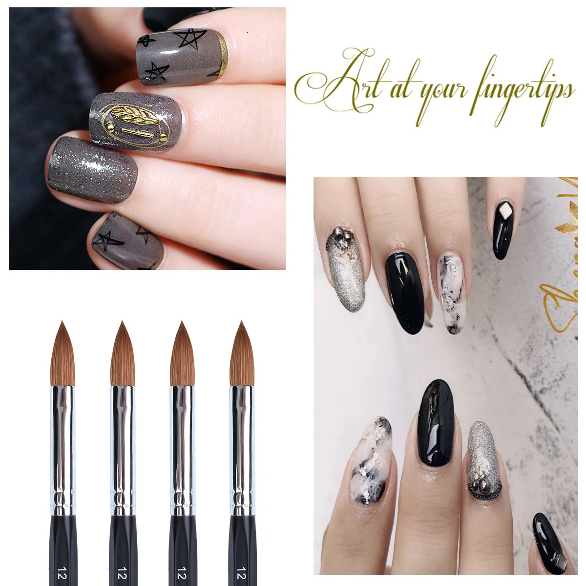 Eval Pure Kolinsky Hair Nail Brushes Acrylic Nail Painting Brush Professional UV GEL Nail Manicure Powder Pedicure Art Tools 250304