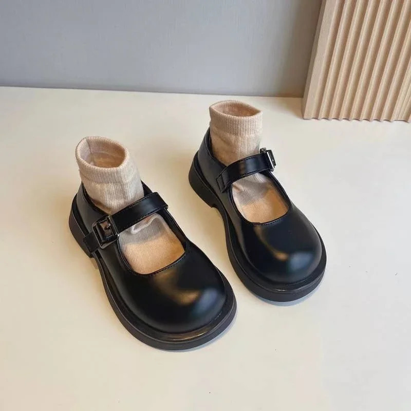 Girls Leather Shoes for Party Wedding Children School Performance Roundtoe Nonslip Fashion Kids Loafers AntiSlippery 250303