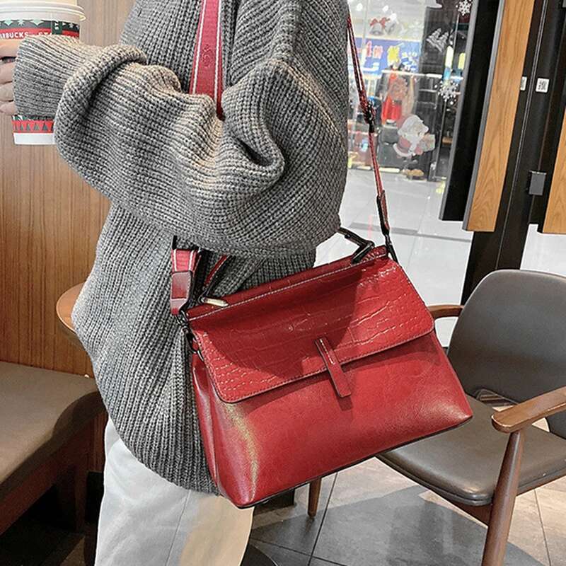 Vintage Oil Wax Genuine Leather Tote Handbags For Women Trend Designer Work Office Ladies Shoulder Crossbody Bags