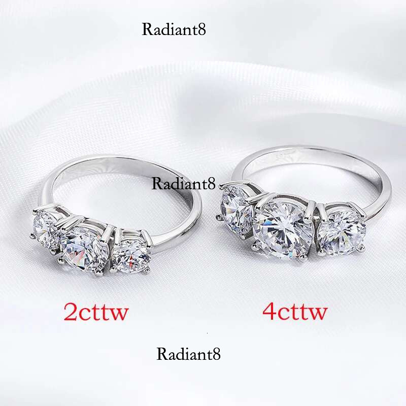 Smyoue White Gold 4/2CT Moissanite Ring for Women Sparkg Lab Grown Dia Wedding Band S Solid Sier Jewelry Wholesale