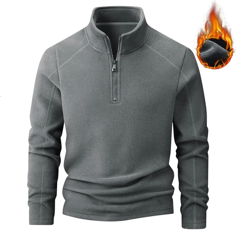 Large size winter sports shirt mens stand up collar warm pull half zipper polar wool big Plus 9XL loose fit 250304
