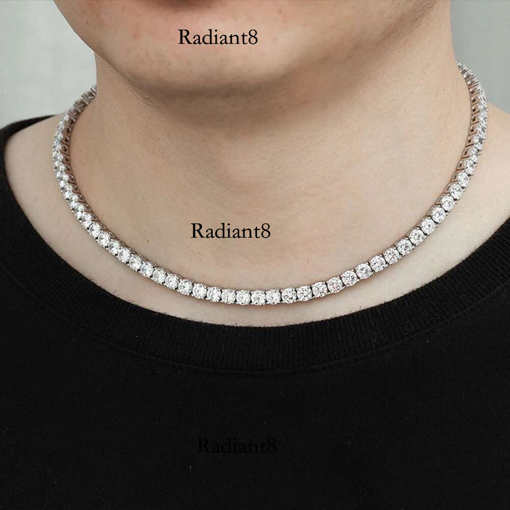 Hip Hop 3m/4m/5m Created Moissanite Gemstone Unisex Basic Tennis Chain Necklace Fine Jewelry Wholesale
