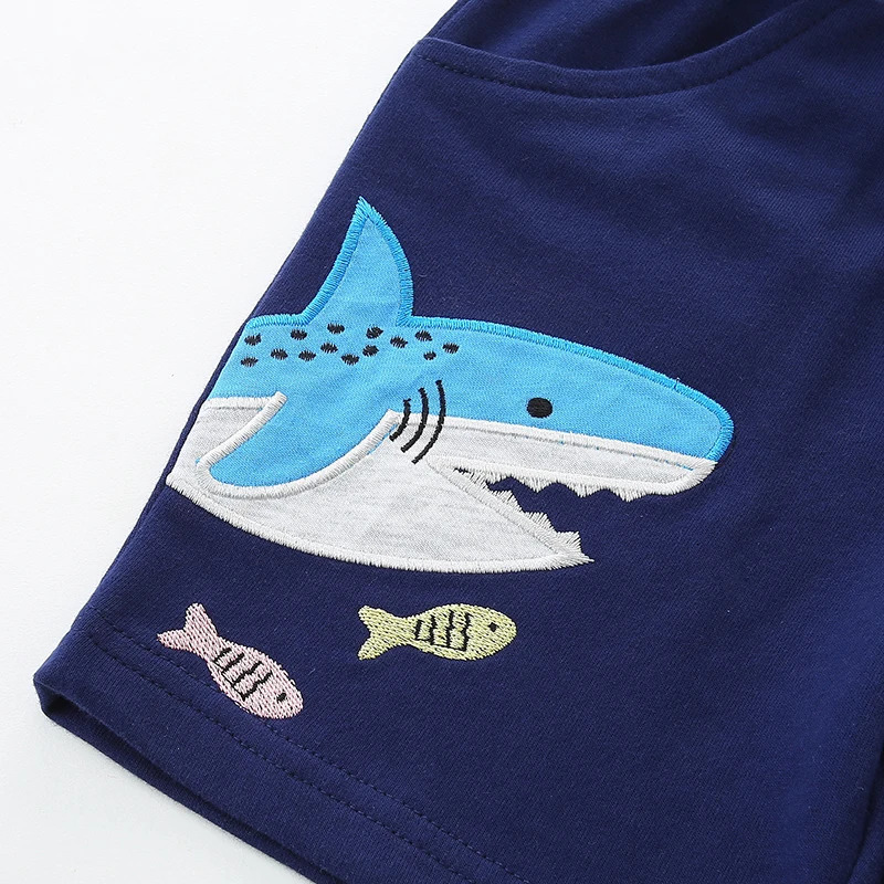 Little maven Childrens Clothing Summer Baby Boys Cartoon Sharks Shorts Cotton Soft Comfort Kids Clothes Boys Casual Pants 250304