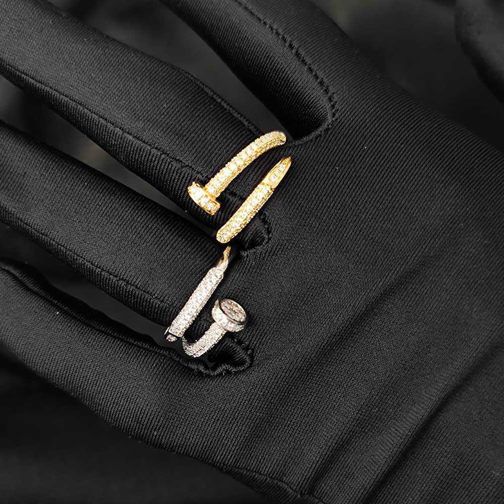 Couple Rings New nail ring copper inlaid zircon versatile trendy brand mens and womens hip-hop ring H25303