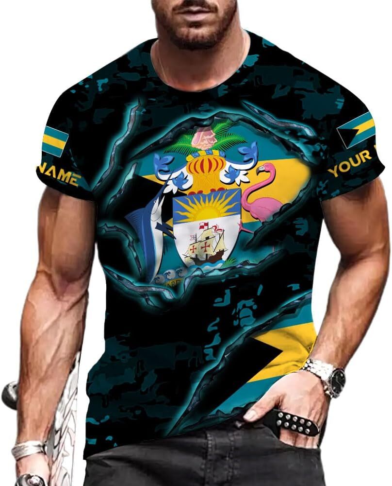 Mens T shirt Personalized Bahamas Shirt 3D, Bahamas 50th Independence Shirts, Bahamas Tshirt for Men and Women tee Casual tops summer clothes
