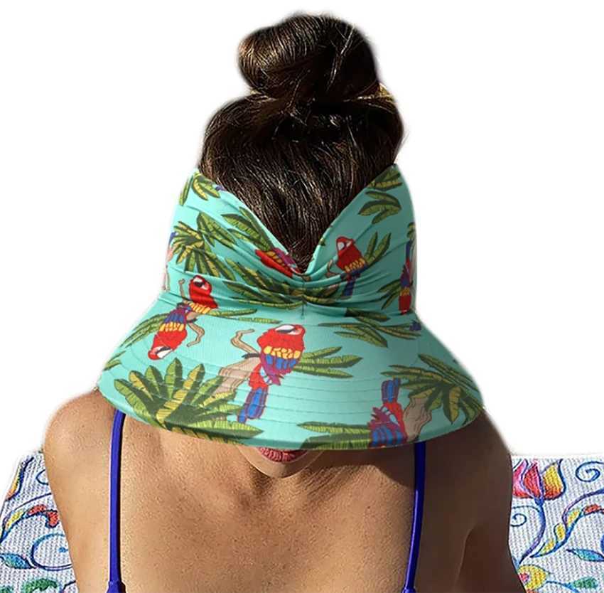 2024 New Womens Sun Sunshade Hat Plant Printed Wide Brown Summer UV Protection Beach Sports C Womens Bag Summer BeachXJ250304