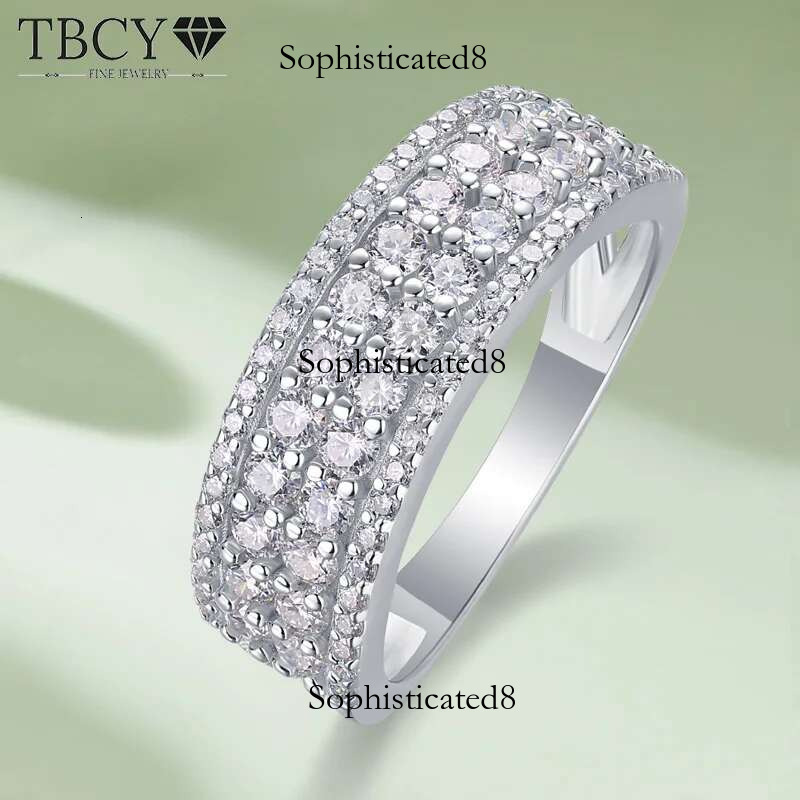 TBCYD 1.07cttw D Color Moissanite Rings For Women S Sier Dia Half Eternity Band Fine Jewelry Anniversary Gifts