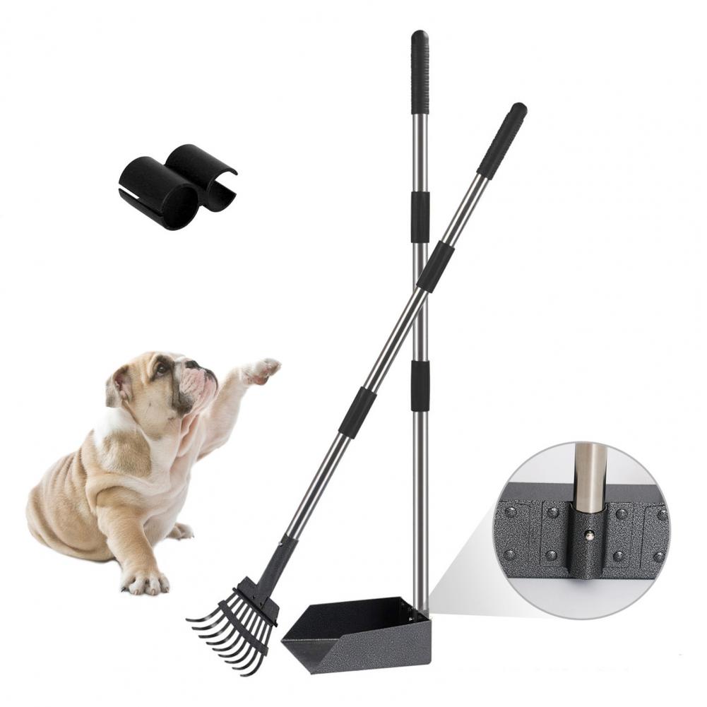 Stainless Steel Retractable Handle Picker Stain-resistant Dog Scoop Stainless Steel Swivel Bin Rake Spade for Lawns for Medium