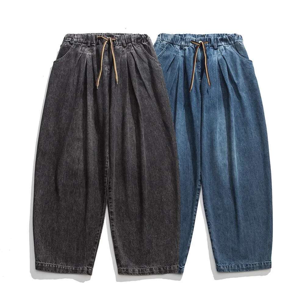 Wide Leg For Men Loose Casual Harem Denim Pants Unisex Japanese Haruku Streetwear Fashion Jeans Trousers Women