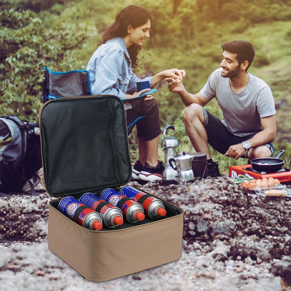 Ship from US Outdoor camping gas tank storage bag large capacity cooking stove box ground nail tool container Utensils kit 250304FBB
