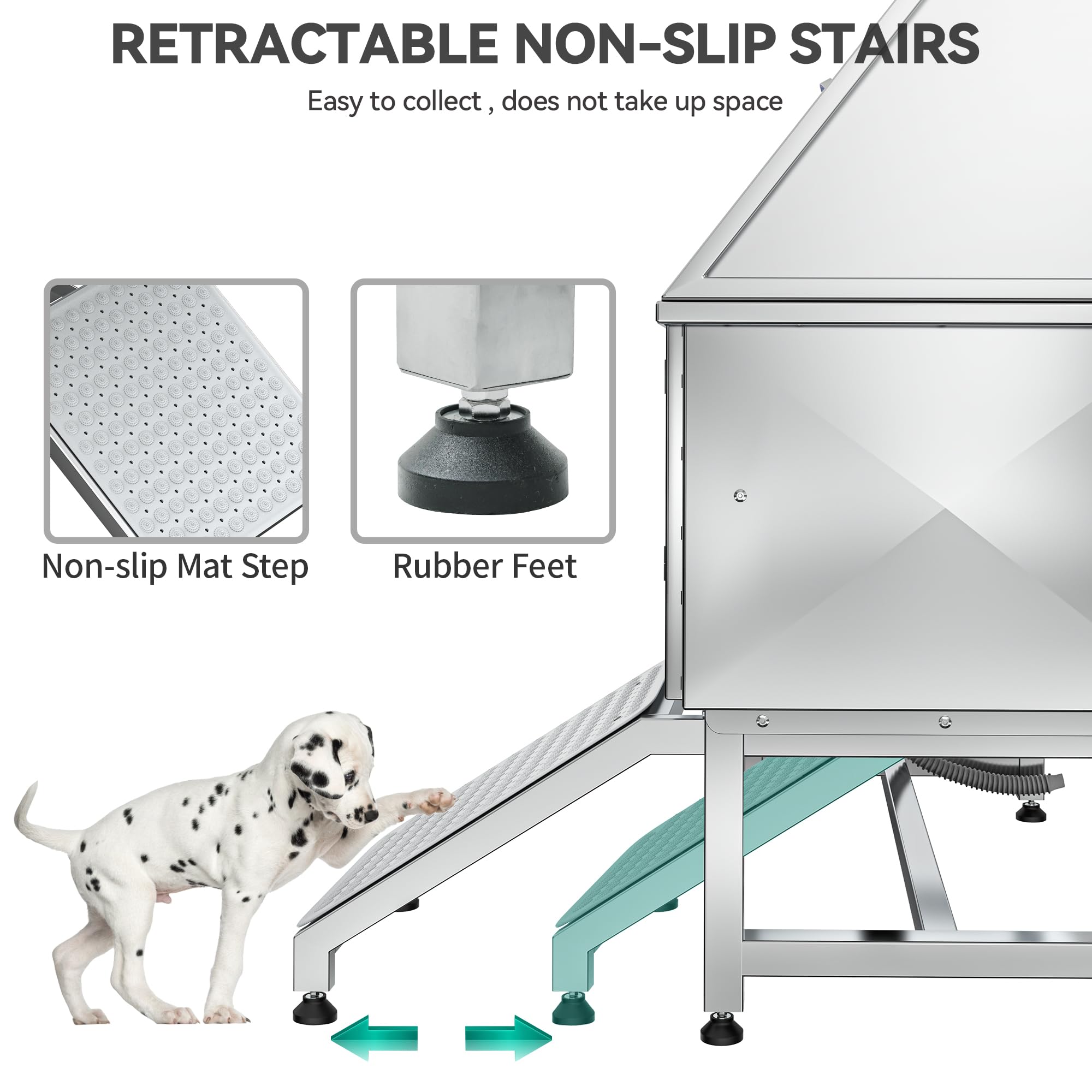 Professional Dog Bathtub 50in, Stainless Steel 304 Dog Bathing Station