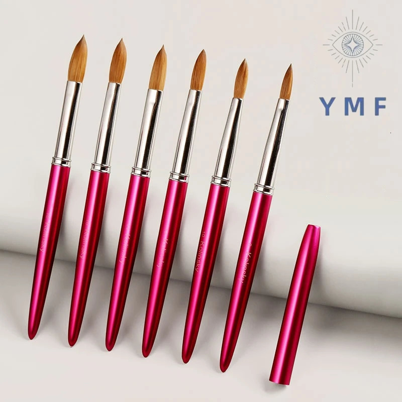 Kolinsky Acrylic Nail Art Brush Wood Handle Nail Art Mink Brush Gel Builder Nail Tools Manicure Brush Drawing Tools Size 8-18 250304