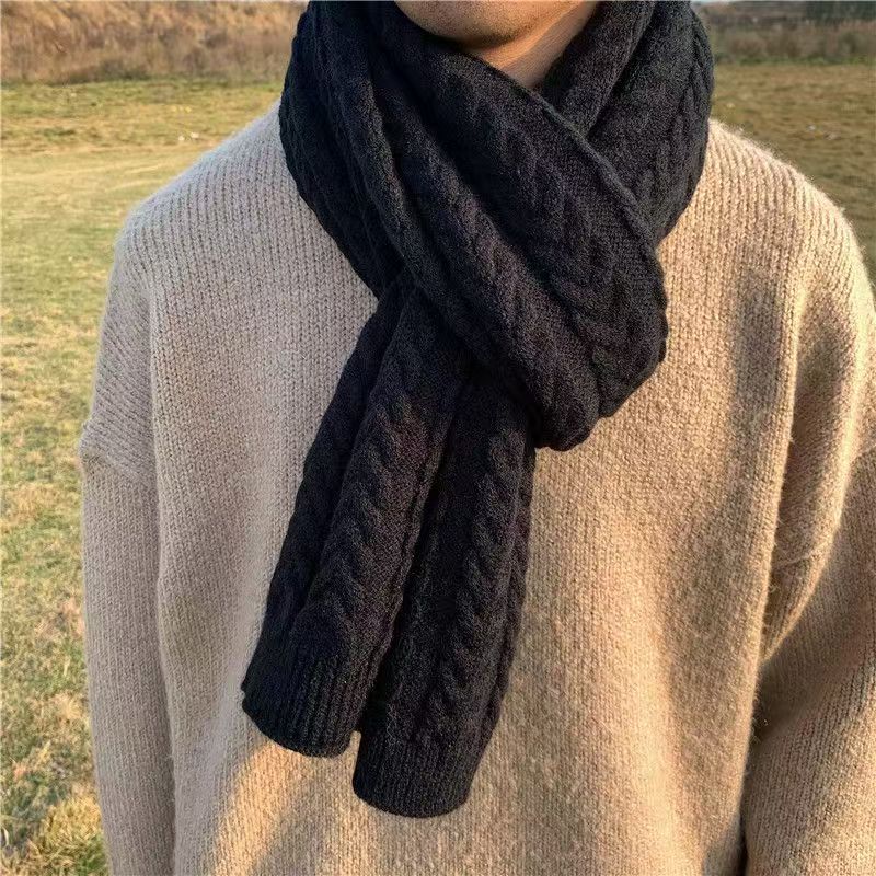 T213 scarf men's winter 2025 new style for boyfriend knitted wool hand-woven boys young men's neck scarf