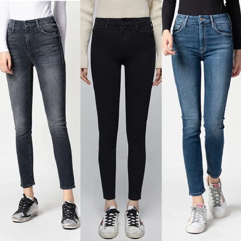 Women High Waisted Elastic Slim Fit Fashion Casual Ankle-Length Stretch Denim Jeans Streetwear