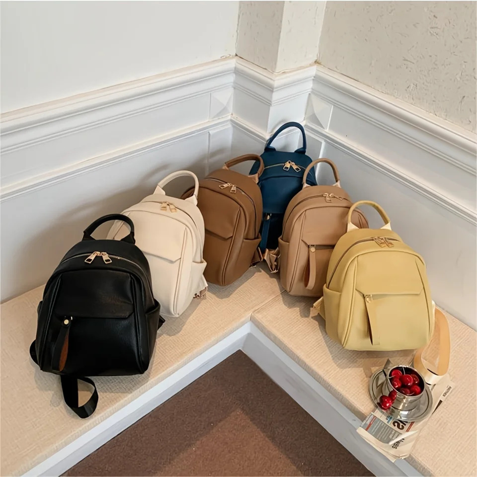Ship from US Womens Mini Backpack Purse Small PU Leather Rucksack With Zip Closure Adjustable Straps Fashion Shoulder Bag 250304FBB
