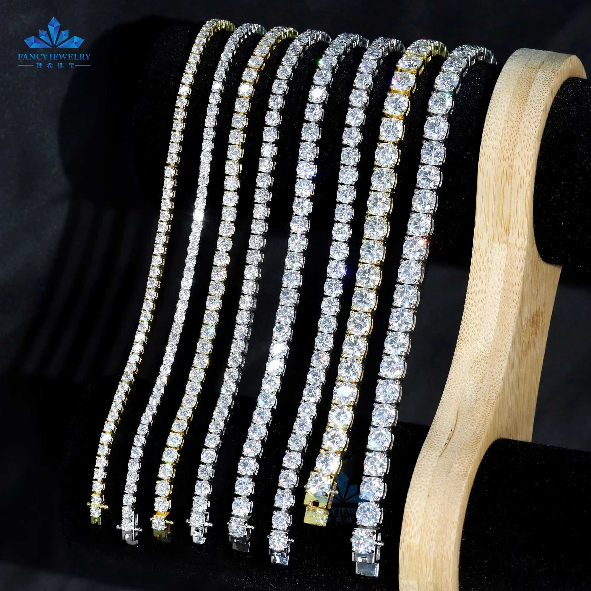 Sier Hip Hop Jewelry 2mm 3mm 4mm 5mm 6.5mm VVS Dia Necklace Moissanite Tennis Chain for Women Men
