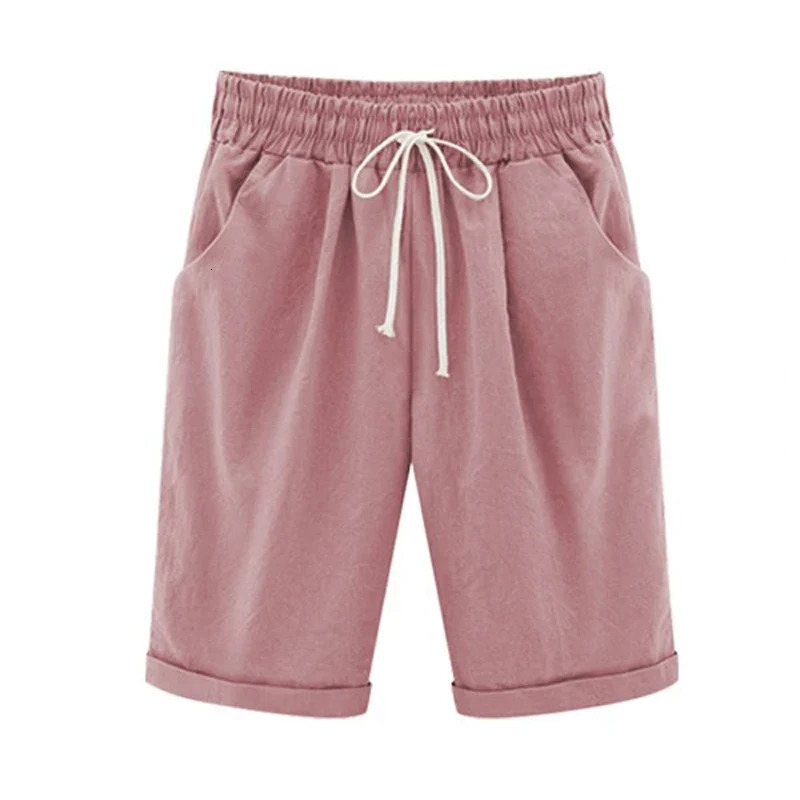 Women Cotton Shorts Casual High Waist Pocket Harem Pant Summer Cool Thin Beachwear Fashion Breathable Female Clothing 250303