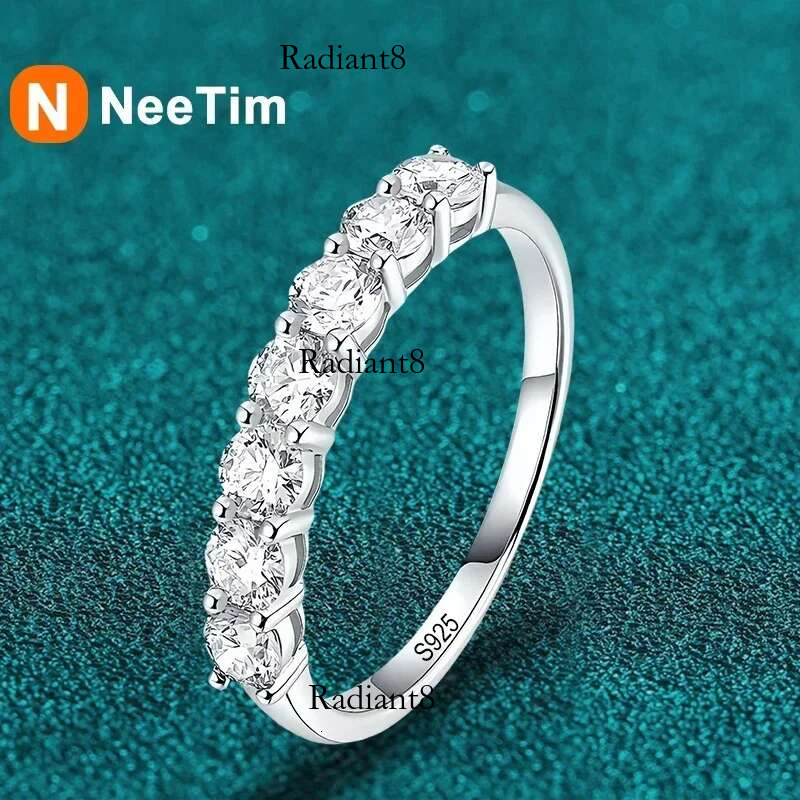 NeeTim Full Moissanite Ring for Women S Sterg Sier with White Gold Plated Dia Wedding Bridal Band Rings Fine Jewelry