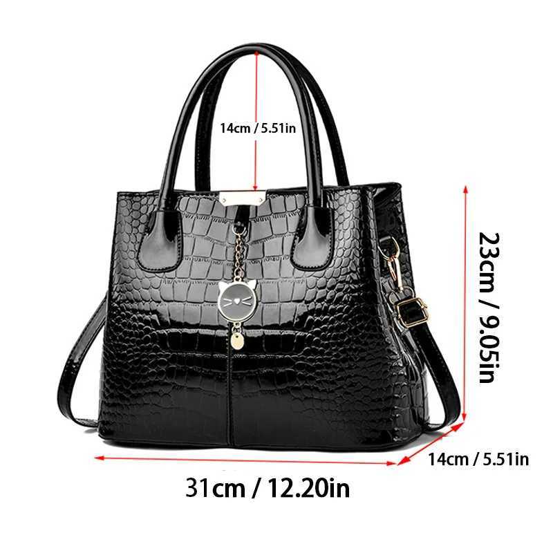 New bright leather handbag stone womens bag large capacity single shoulder crossbody bag Europe and the United States casual wo Z250303