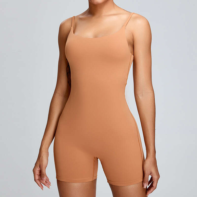 European and American nude women's high-intensity outdoor fiess yoga jumpsuit 2025 new casual versatile fashion clothing