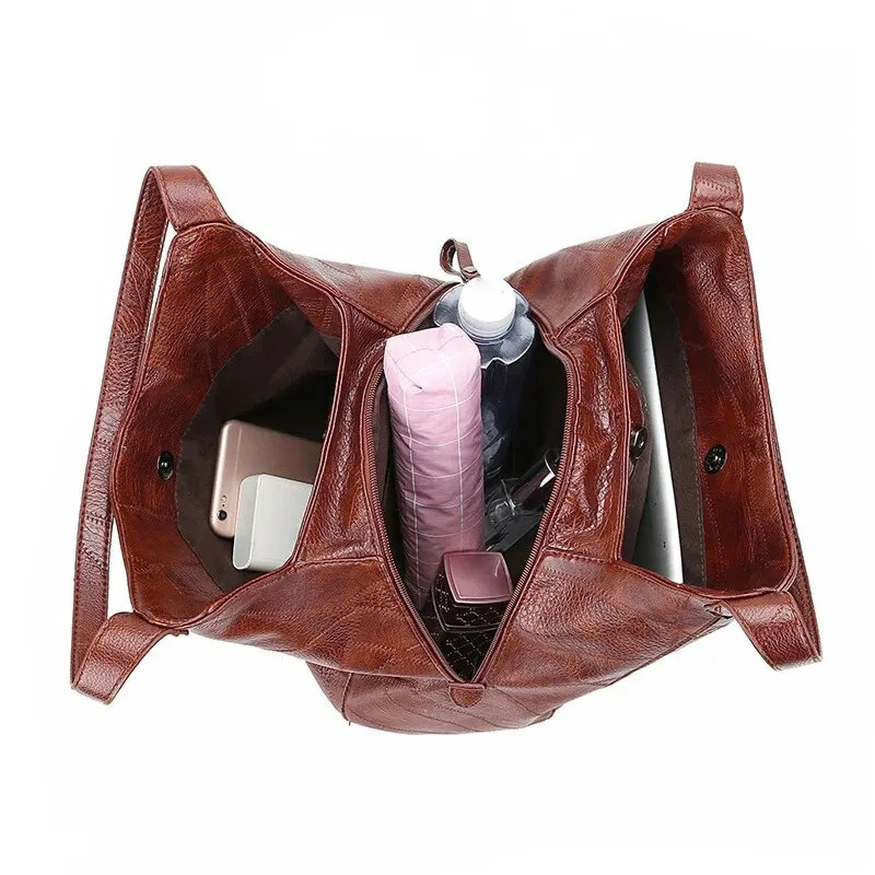 Vintage Womens Bag Leather Large Capacity Marble Grain Womens Shoulder Bag Daily Handbag Shopping 250218