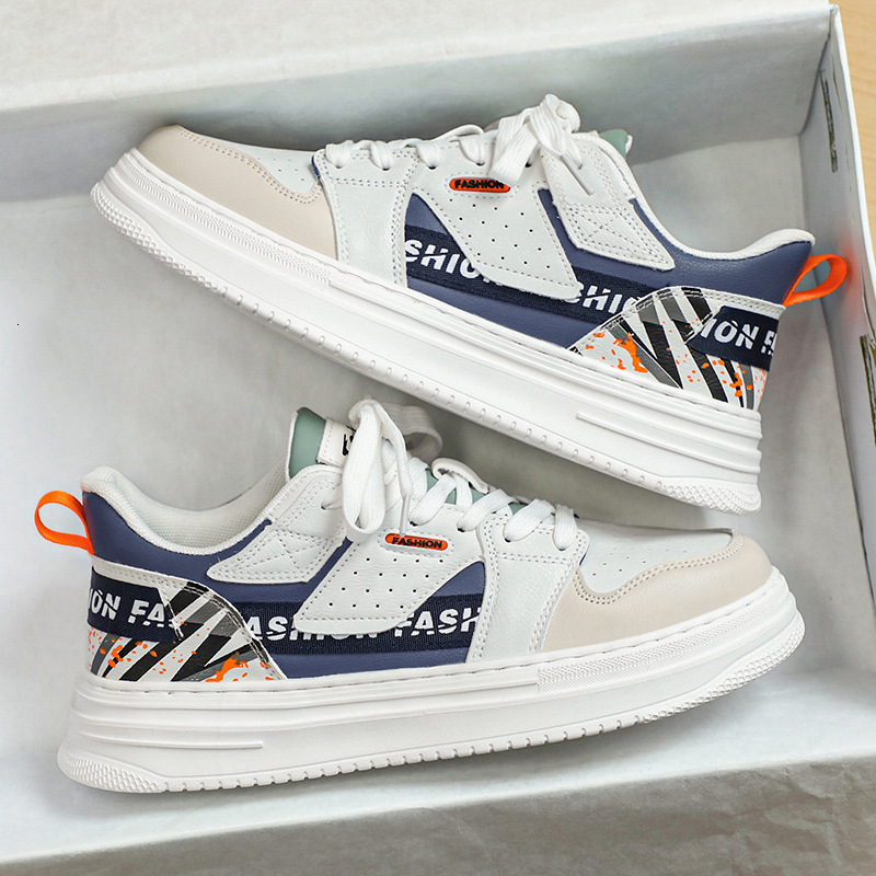 Men's Designer Shoes Spring And Autumn New Leather Breathable Casual White Thick Sole Increased Mesh Inner Sports Board Shoes Fashionable White S