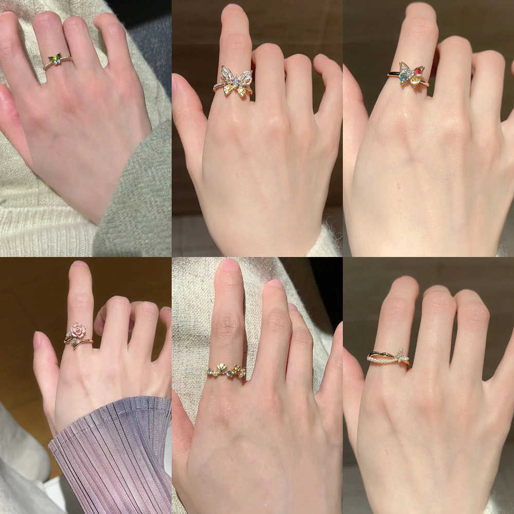 Couple Rings Colorful enamel butterfly ring with adjustable female opening niche design high-end and unique ring new handmade fashion trend H25303