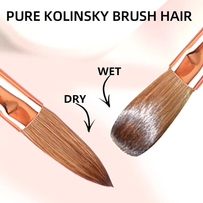 1PC Kolinsky Sable Acrylic Nail Art Brush Nail Extension UV Nail Gel Carving Pen Brush Flat Round Red Wood Acrylic Brush 250304