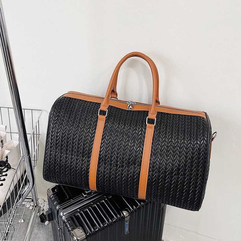 Cross Border Waterproof PU Mens Handheld Large Capacity Short Distance Travel Luggage Storage Bag Casual Folding Travel Bag Y250304