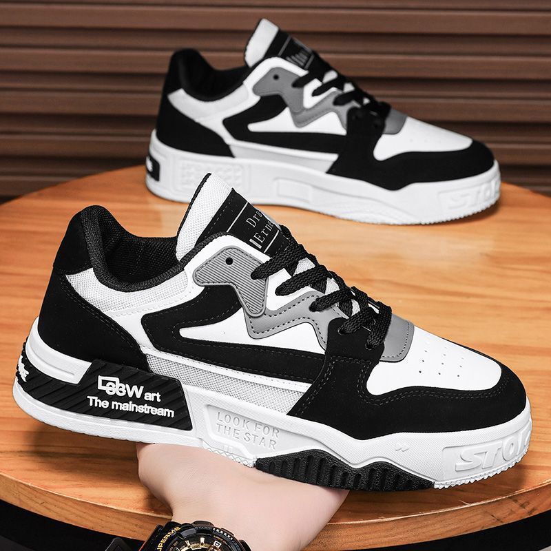 Men's Spring New High Quality Thick Soled Tall Black And White Panda Sports And Leisure Shoes Suitable For Men And Teenagers Fashion Designer Boa